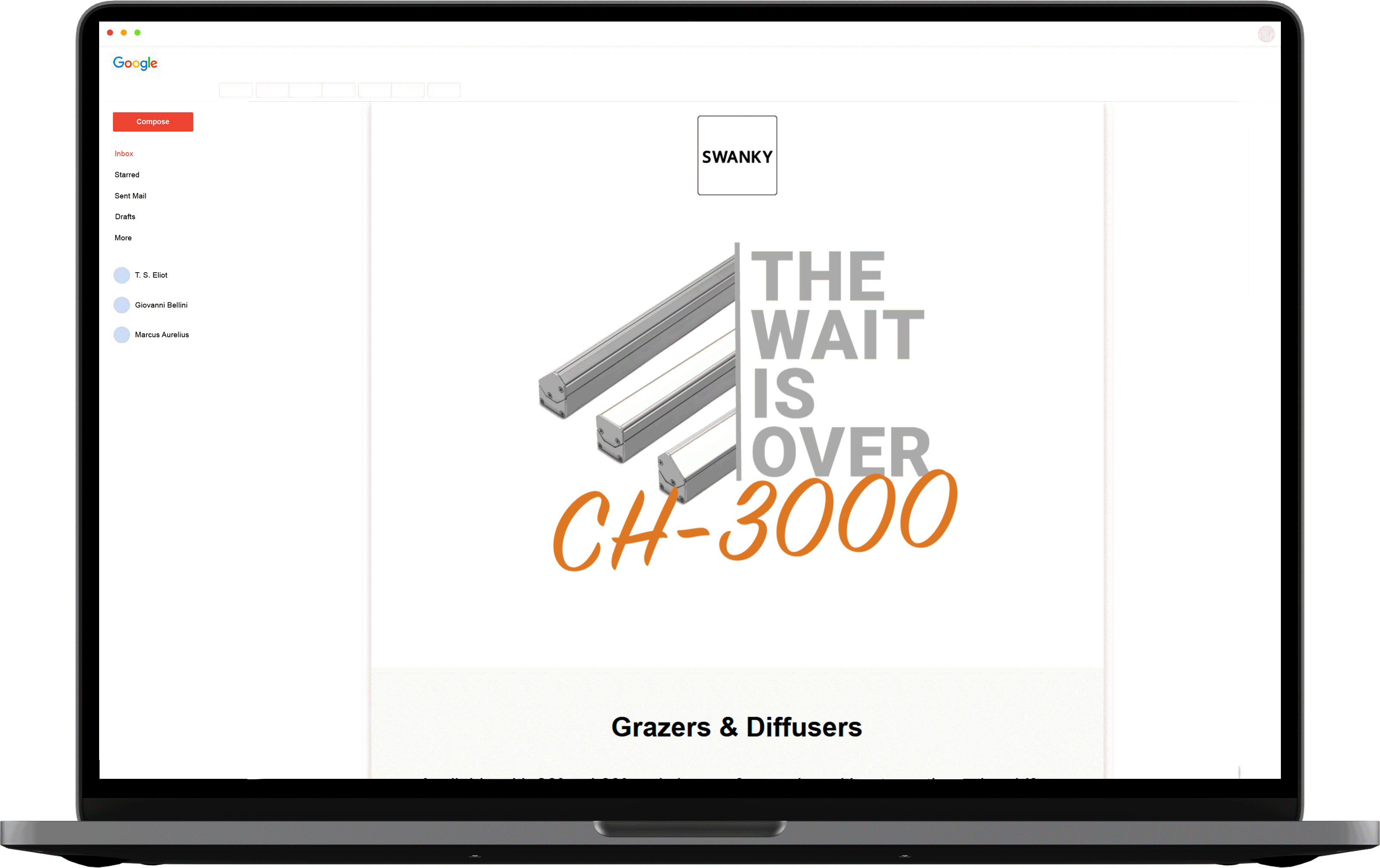 Marketing assets including social media graphics, emails, product spec sheets, and installation guides for the CH-3000 Channel, emphasizing consistency and clarity.